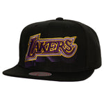 Los Angeles Lakers Big Face logo black snapback hat with 60th anniversary patch Mitchell and Ness The Capital PTBO